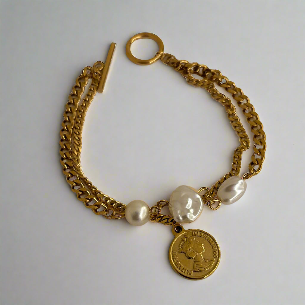 Pearl and Peso bracelet