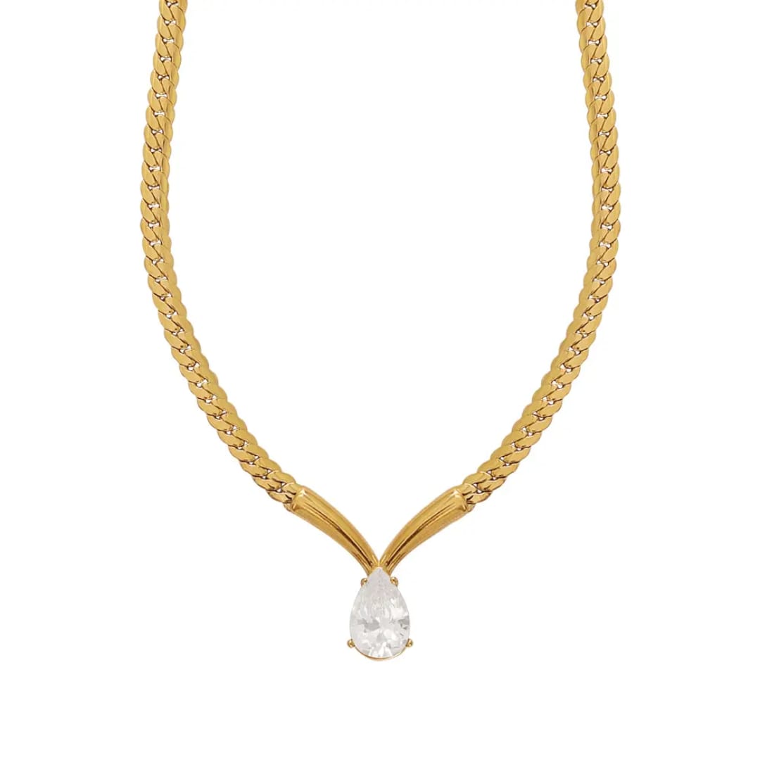 Pear Diamond V shape Necklace