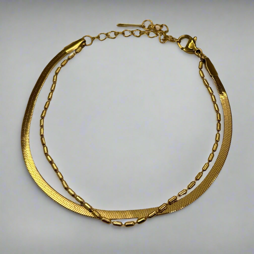 Dainty double layered anklet